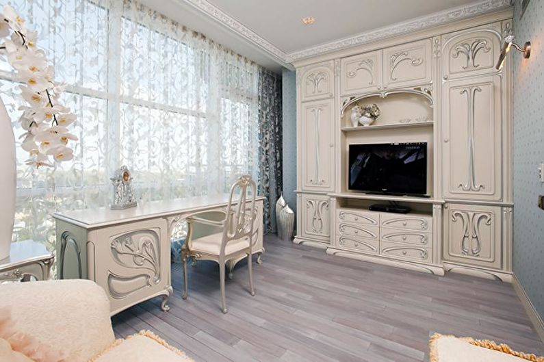 Design da sala de estar Provence - acabamento do piso