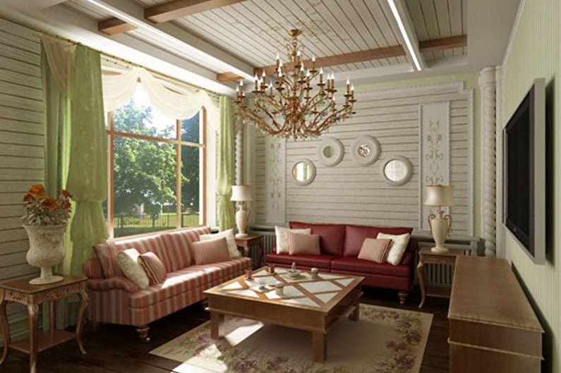 Dzīvojamās istabas dizains Provansa - apgaismojums