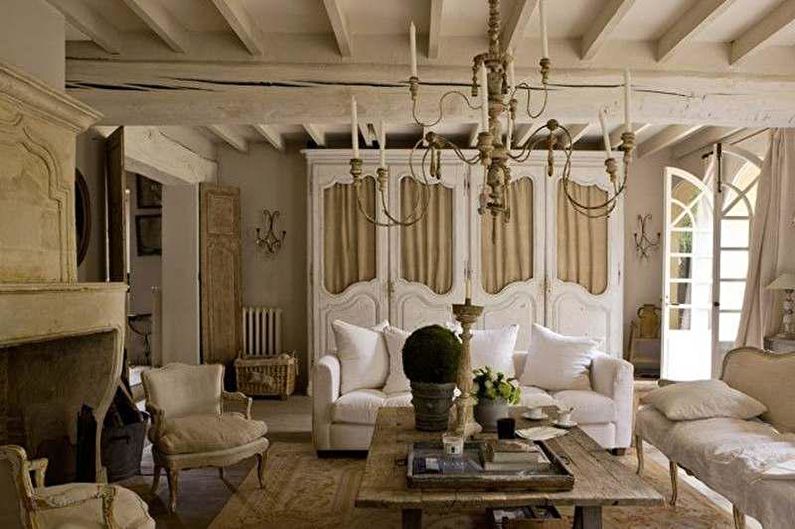 Provence Design obývacího pokoje - osvětlení