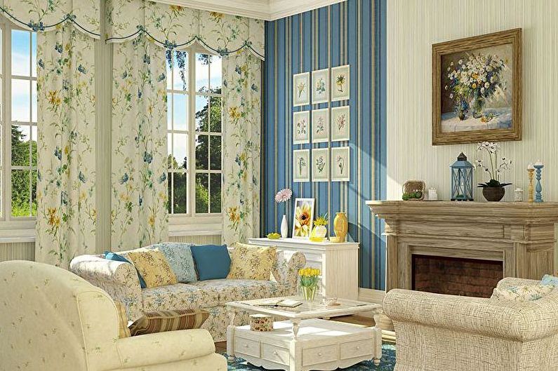 Interiérový design obývacího pokoje ve stylu provence - foto