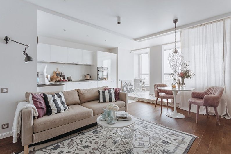Hvit stue i moderne stil - Interiørdesign