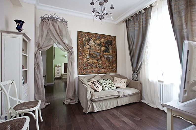 White Provence Living Room - Design interiéru