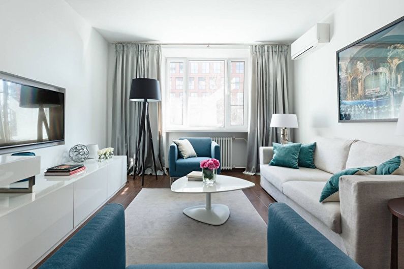 Design bílého obývacího pokoje - stropní úprava