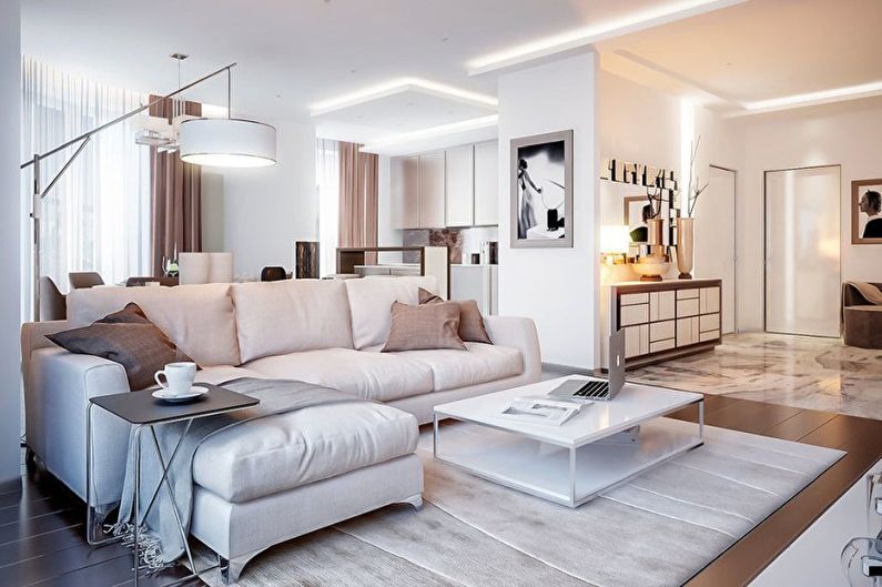 White Living Room Design - Decoração e Iluminação
