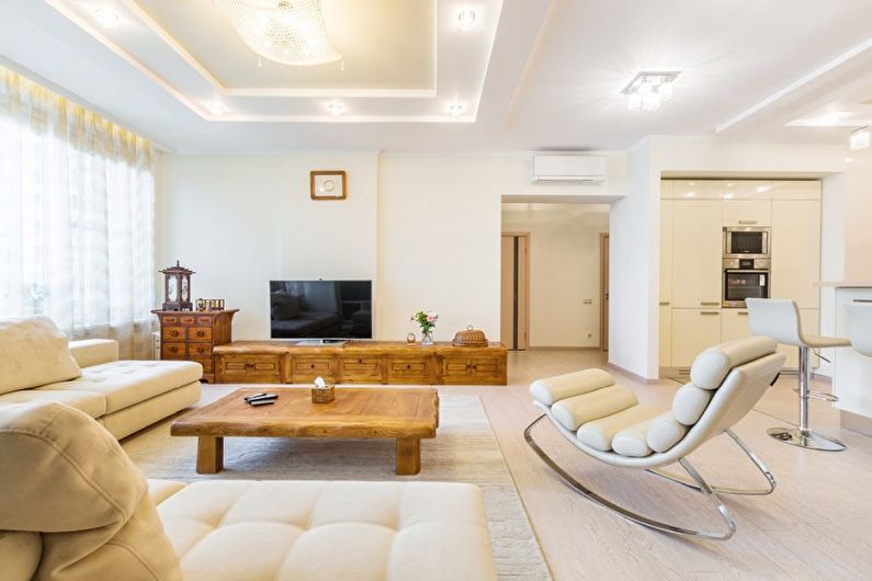 White Living Room Design - Dekor og belysning