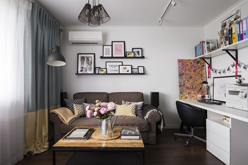 Malý obývací pokoj v bílém - interiérový design
