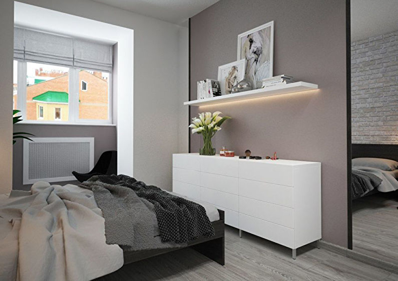 Reka bentuk bilik tidur dengan gaya minimalis - foto 1