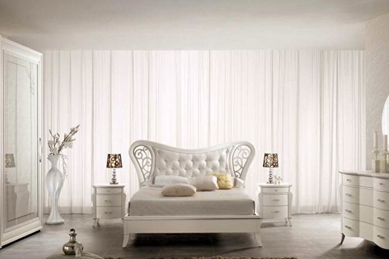 غرفة نوم بيضاء بتصميم آرت ديكو - تصميم داخلي