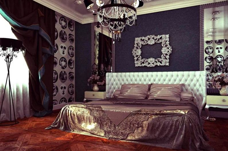 غرفة نوم مشرقة على طراز فن الديكور - التصميم الداخلي