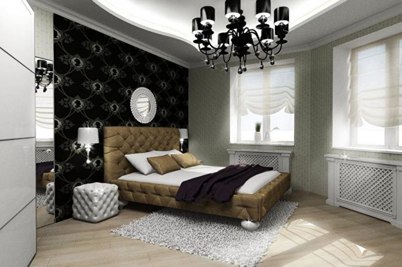 ห้องนอนออกแบบตกแต่งภายในในสไตล์อาร์ตเดโค - ภาพถ่าย