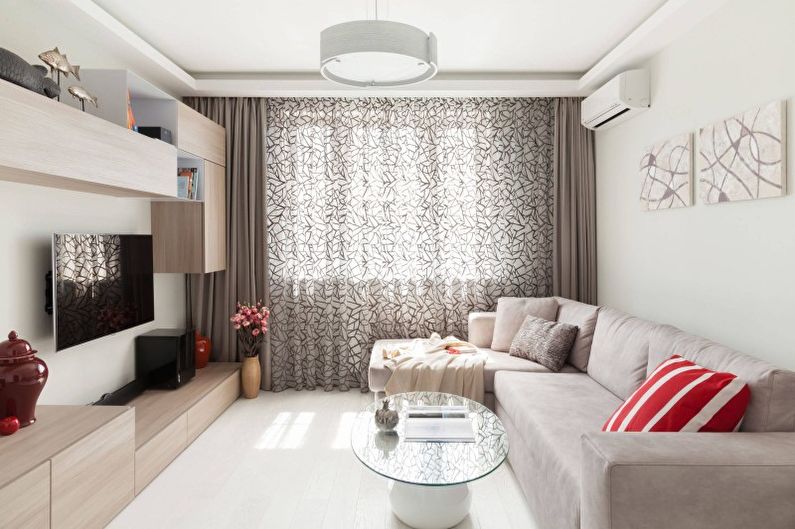 Návrh obývacího pokoje ve stylu minimalismu (80 fotografií)
