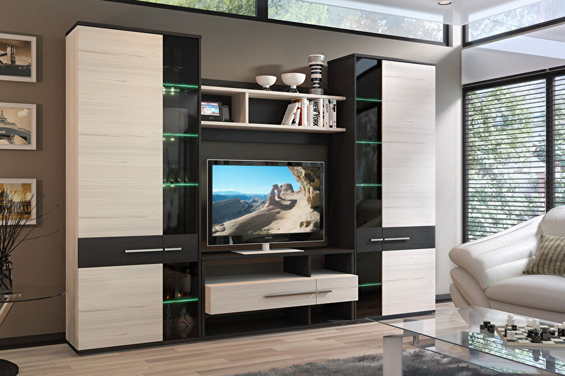 Paredes modulares para a sala de estar em estilo moderno