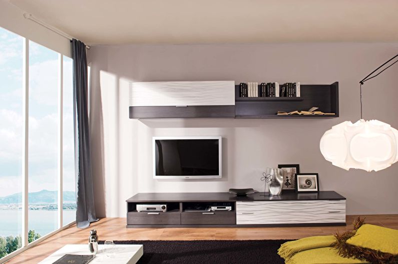 Fal a nappali szobájában modern stílusban - fénykép