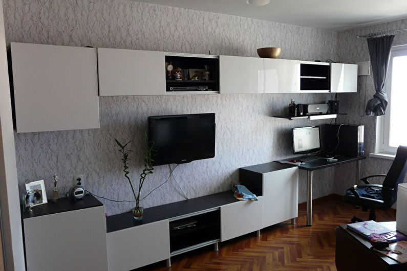 Wall in the living room in a modern style - photo