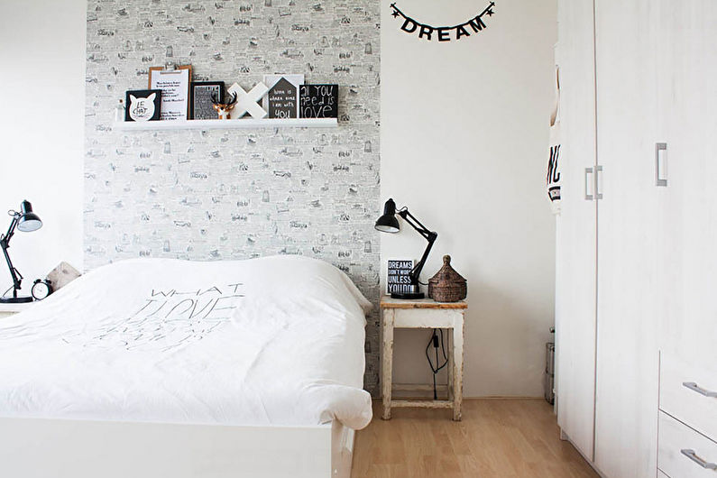 Dizajn spavaće sobe 9 m² u skandinavskom stilu