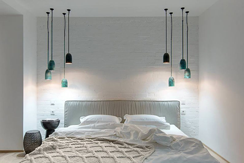 Guļamistabas dizains 9 kv.m. - apgaismojums un fona apgaismojums
