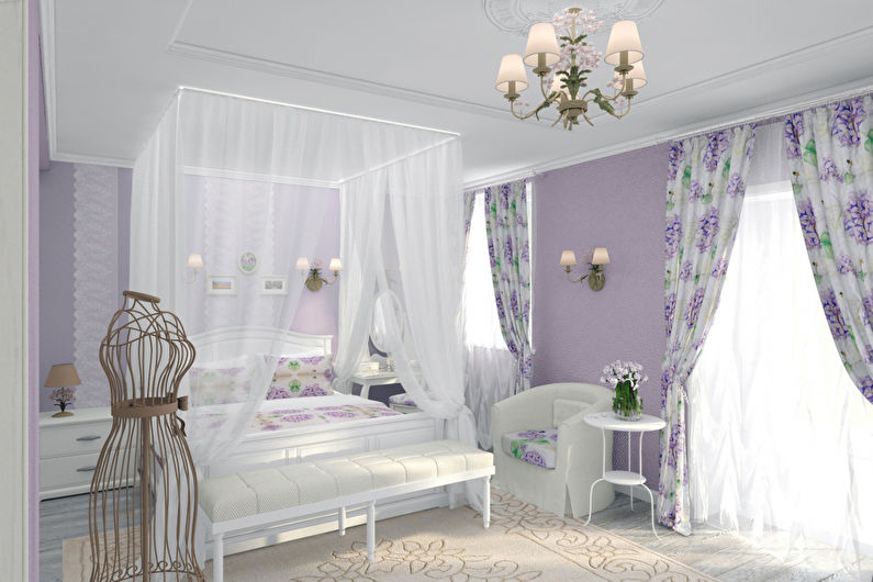 Provence styl závěsy do ložnice