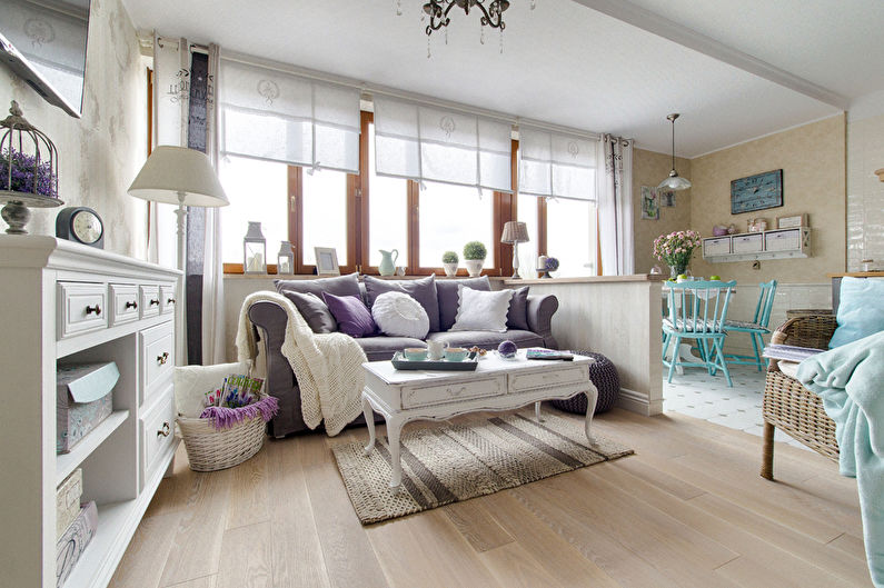 Provence styl závěsy v obývacím pokoji - foto
