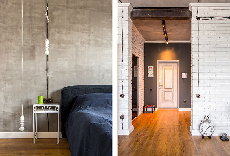 Loft stil leilighet design for et ungt par - foto