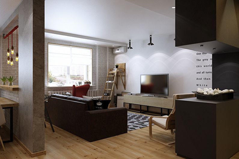 Appartement design dans le style loft, Magnitogorsk - photo