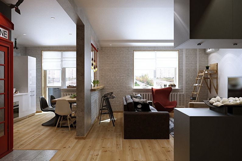 Дизайн на апартамент в стил лофт, Магнитогорск - снимка