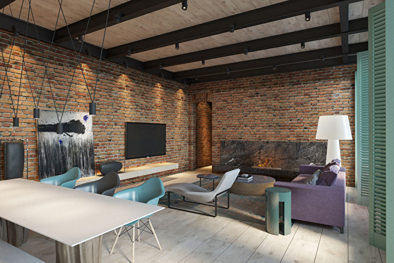 Loft stil lägenhet design, 225 m2 - foto