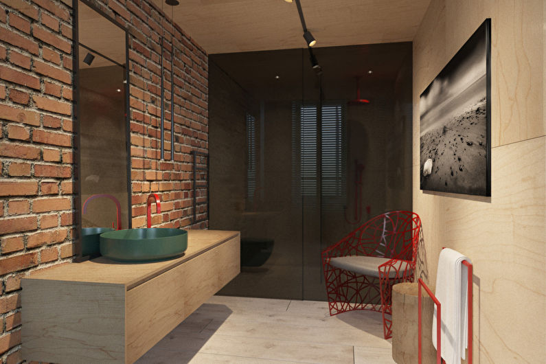 Loft style apartment design, 225 m2 - photo