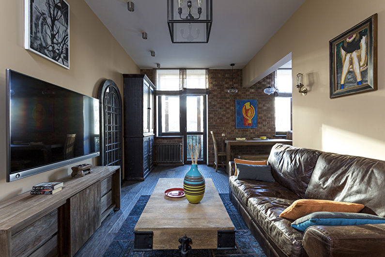 Design af en tre-værelses lejlighed i loftstil - foto