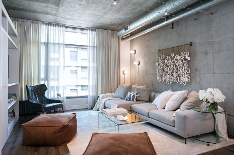 Интериор на апартамент в стил Loft, САЩ - снимка