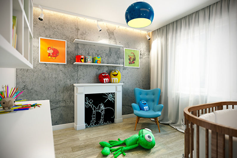 Bērnu istabas dizains zēnam bēniņu stilā