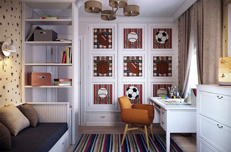 Interior design di una stanza dei bambini per un ragazzo - foto