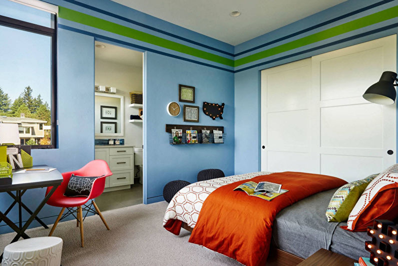 Interior design di una stanza dei bambini per un ragazzo - foto