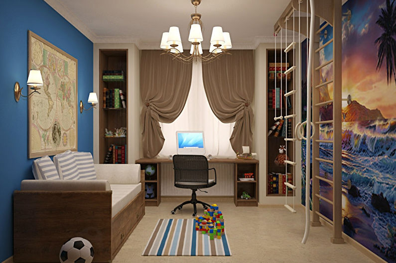 Интериорен дизайн на детска стая за момче - снимка