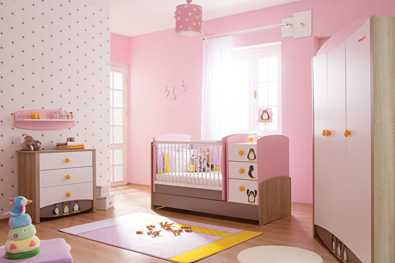 Pink børns værelse til en pige - Interiørdesign