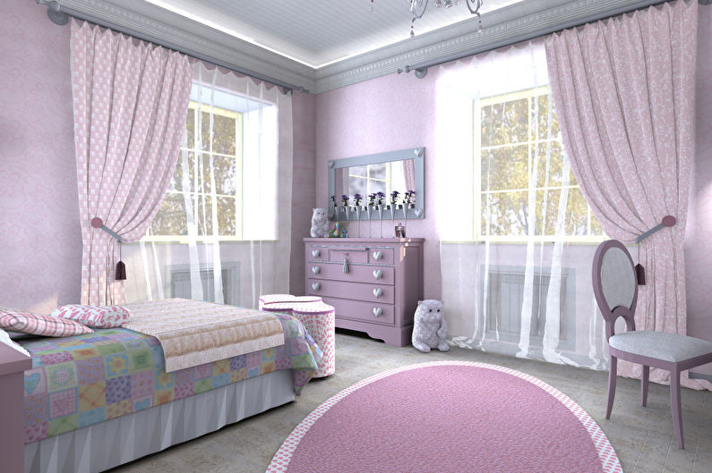 Εσωτερική διακόσμηση παιδικού δωματίου για ένα κορίτσι - φωτογραφία