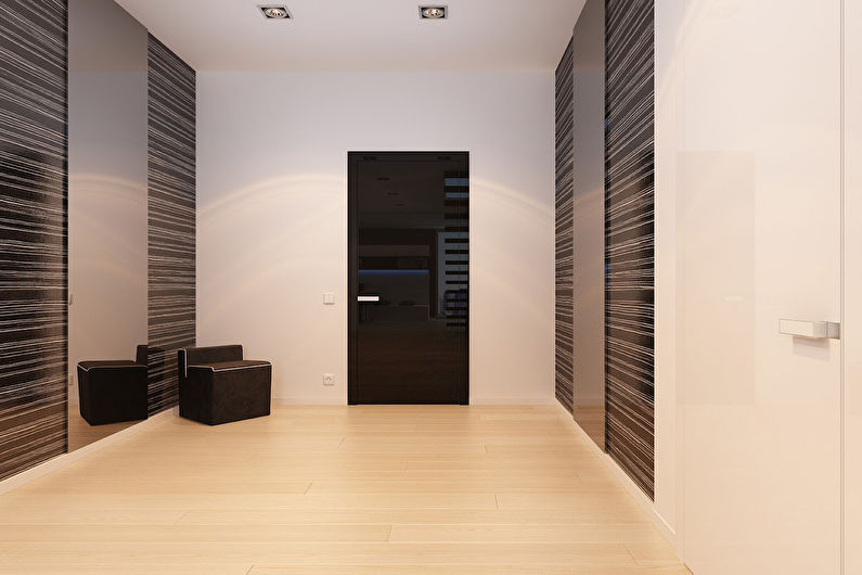 Armários deslizantes para um salão no estilo do minimalismo