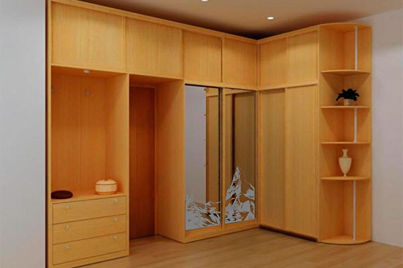 Συρόμενες ντουλάπες για μια αίθουσα - μια φωτογραφία
