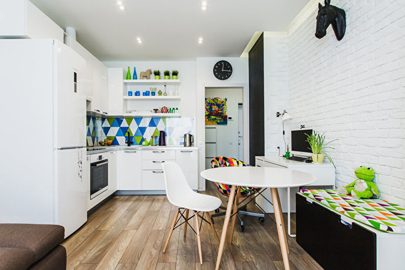 Projeto da cozinha 12 m². em estilo escandinavo
