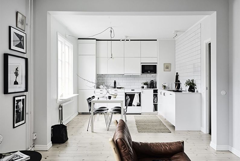 Dizajn kuhinje 12 m² u skandinavskom stilu