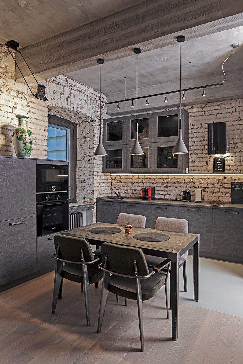 Projekt kuchni 12 m2 styl loftu