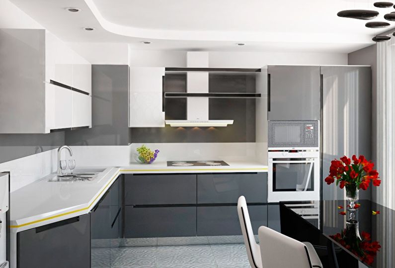 Szara kuchnia 12 m2 - Projektowanie wnętrz
