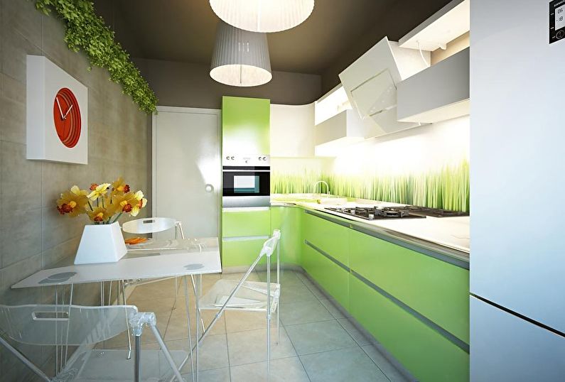 Зелена кухиња 12 м² - Дизајн ентеријера