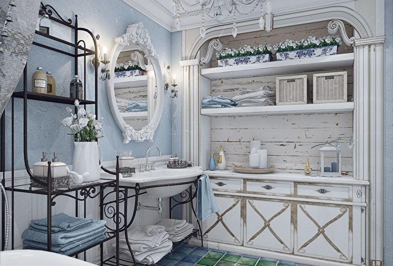 Provence stílusú fürdőszoba kialakítás - bútor