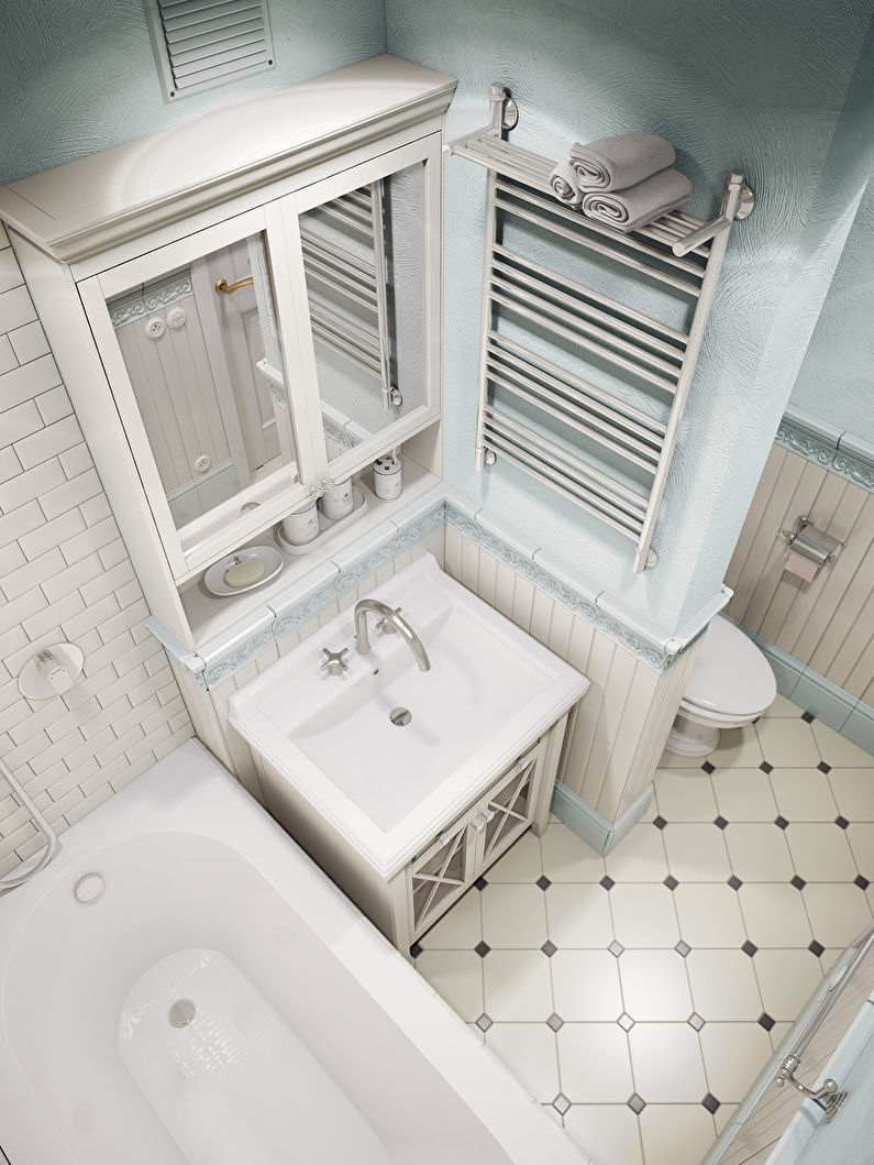Mažo Provanso stiliaus vonios kambario dizainas
