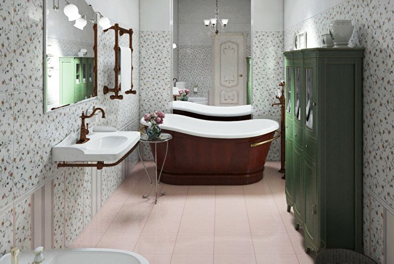 Интериорен дизайн на баня в стил Прованс - снимка