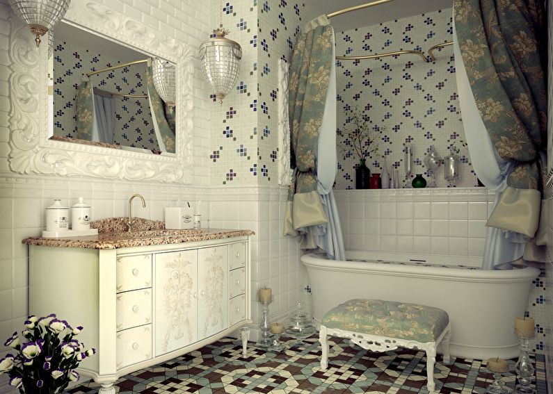 Dizajn interijera kupaonice u stilu Provanse - fotografija