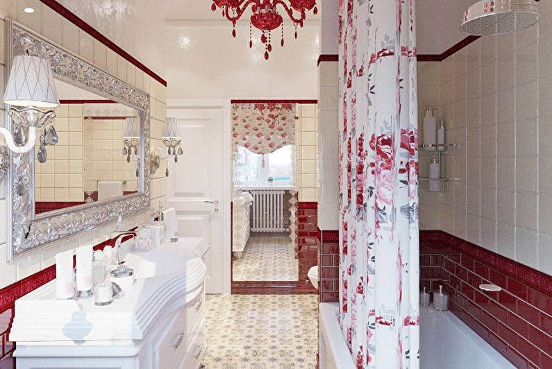 Provence stílusú fürdőszoba belsőépítészete - fénykép