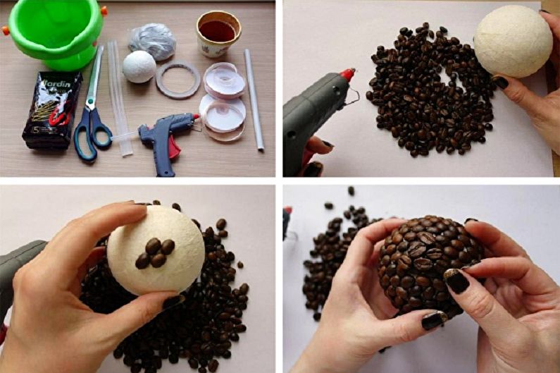 DIY kávové zrno topiary