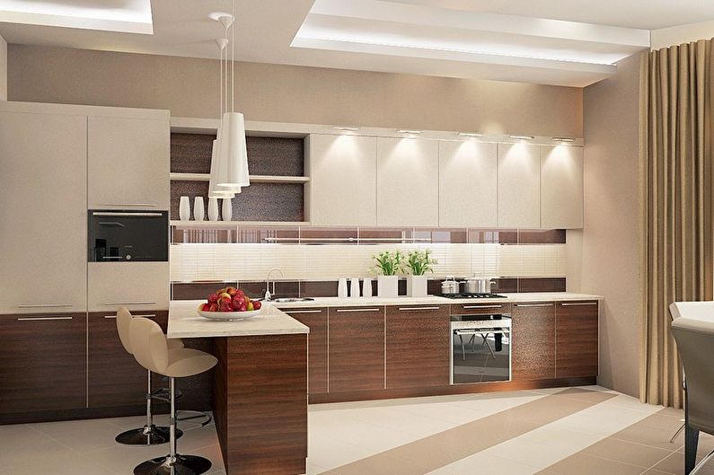 การออกแบบห้องครัวสีน้ำตาล - การผสมสี