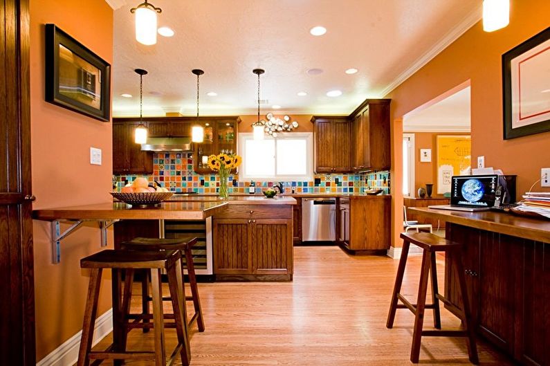 Brūnas virtuves dizains - krāsu kombinācijas